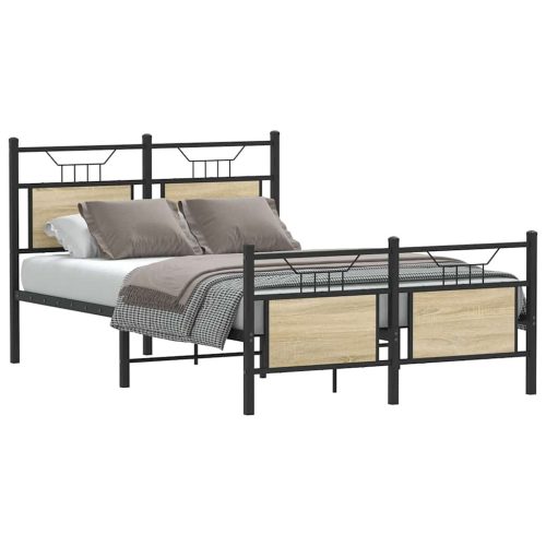 sonoma tölgy színű szerelt fa ágykeret matrac nélkül 120x200 cm