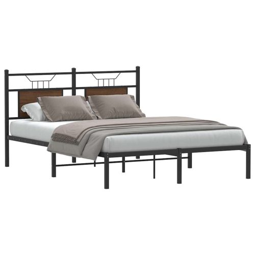 barna tölgy színű szerelt fa ágykeret matrac nélkül 137x190 cm