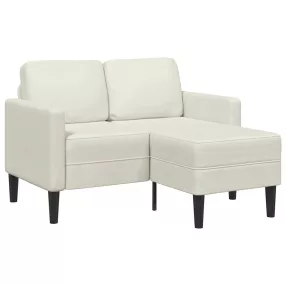   Krémszínű bársony 2 üléses kanapé L-alakú kanapéval 125 cm