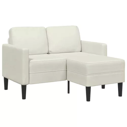 Krémszínű bársony 2 üléses kanapé L-alakú kanapéval 125 cm