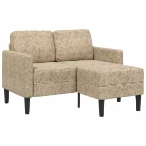   Világosszürke műbőr 2 üléses kanapé L-alakú kanapéval 125 cm
