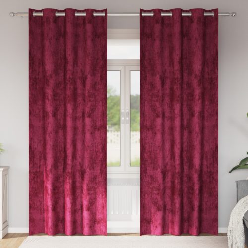 bársonyfuggonyok 2 db Szemfüggönnyel Burgundi vörös 225x140 cm