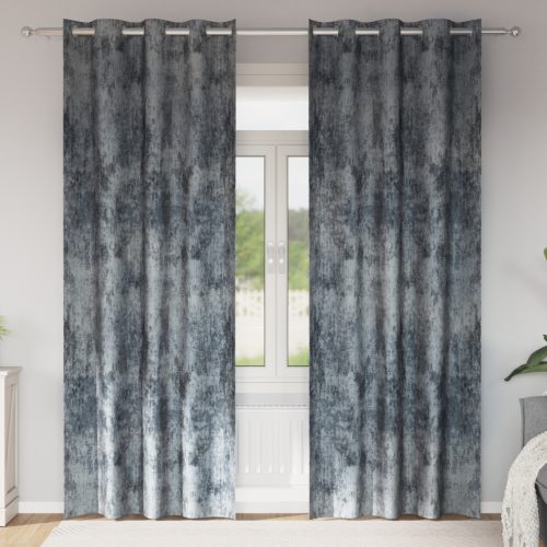 Bársony Függöny 2 db Szemfüggönnyel Ezüstszürke 225x140 cm