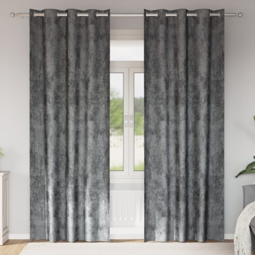Velúr Függönyök 2 db Csatos Szürke 245x140 cm