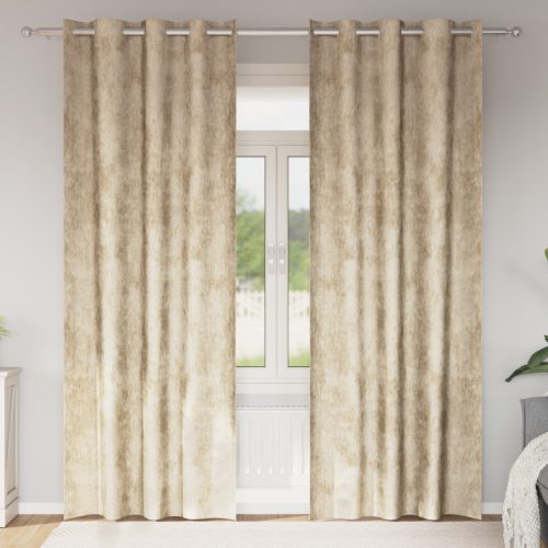Bársony Függönyök 2 db Gyűrűkkel Krém 260x140 cm