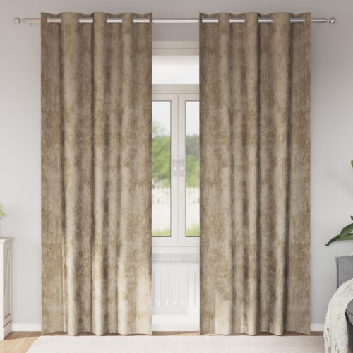 prémium poliészter függöny 2 db szemfüggönnyel Sampanye 225x140 cm