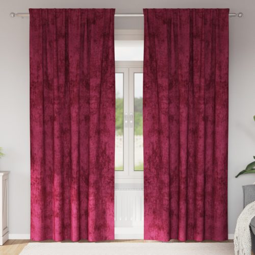 Velúr Függöny 2 db fülekkel Burgundi Vörös 225x140 cm