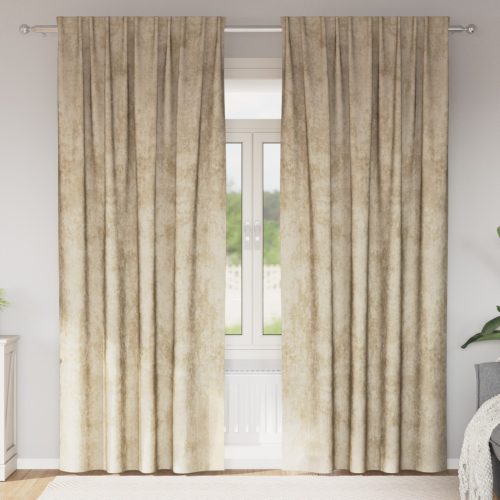 Velvet függönyök 2 db fémgyűrűkkel, Krém 245x140 cm