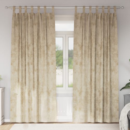 Bársonyfugönyök 2 db fémgyűrűvel Krém 260x140 cm