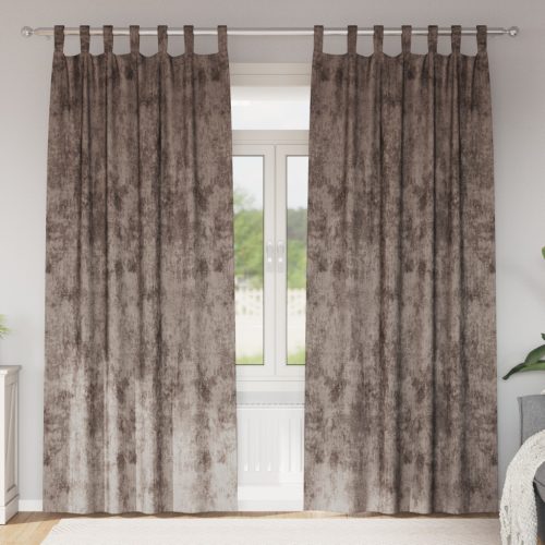 Bársonyfüggöny 2 db gombfüggönnyel Kávécsík 260x140 cm