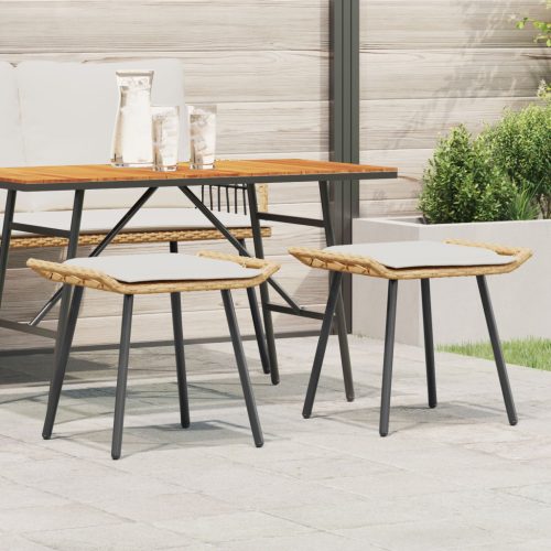 Kertiszékek 2 db Természetes 50x40x45 cm Polirattan