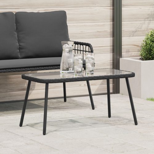 Fekete Dohányzóasztal 90x45x42 cm Polirattan