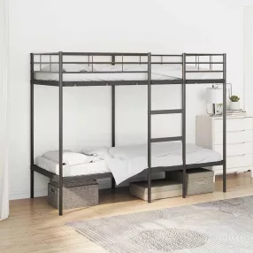 fekete acél emeletes ágy matrac nélkül 75 x 190 cm