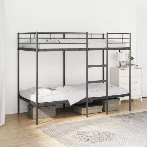 vidaXL fekete acél emeletes ágy matrac nélkül 90 x 190 cm