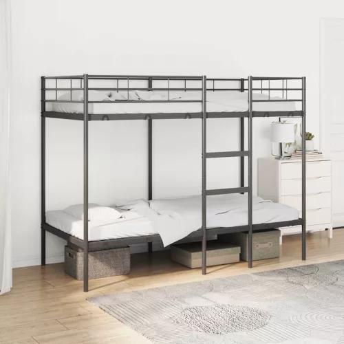 vidaXL fekete acél emeletes ágy matrac nélkül 100 x 190 cm