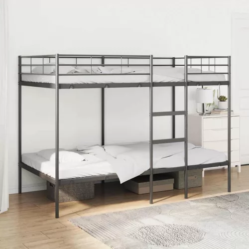vidaXL fekete acél emeletes ágy matrac nélkül 100 x 200 cm