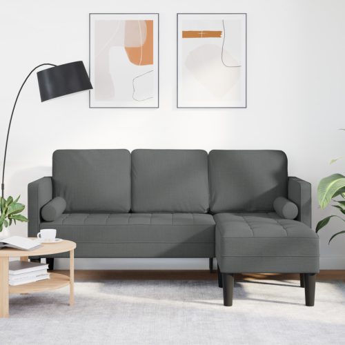 3-Fős L-Alakú Kanapé Sötétszürke 160 cm Szövet