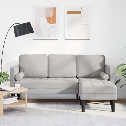3-személyes L-alakú kanapé felhőszürke 160 cm szövet