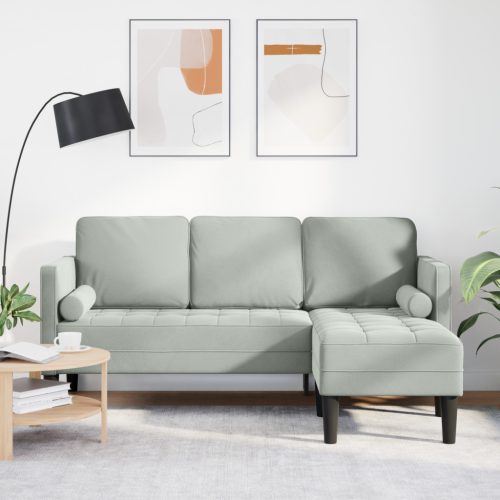 3-Fős Kanapé Chaise L alakú Világosszürke 160 cm Pamut
