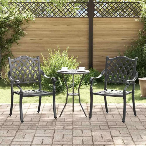 vidaXL Kerti Szék 2 pcs Fekete 56 x 55 x 92.5cm Alumínium