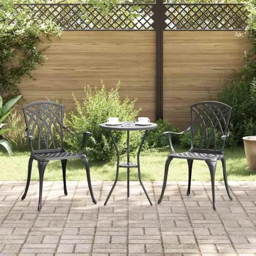 vidaXL Kerti Szék 2 pcs Fekete 53 x 51 x 88,5cm Alumínium