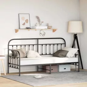 vidaXL Nappali ágykeret Fekete 75 x 190 cm Porszórt acél