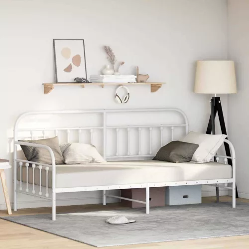 vidaXL Nappali ágykeret Fehér 100 x 200 cm Porszórt acél