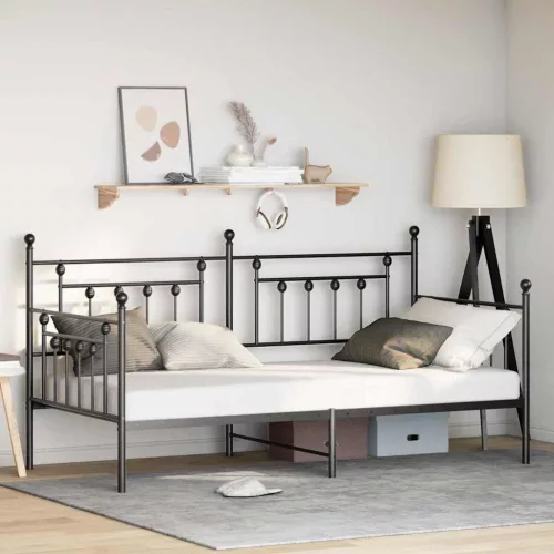 vidaXL Nappali ágykeret Fekete 107 x 203 cm Acél