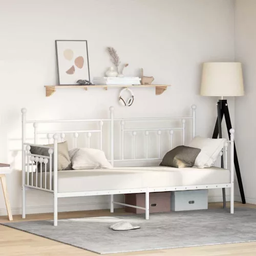vidaXL Nappali ágykeret Fehér 75 x 190 cm Acél