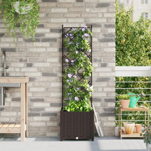 Trellis-es virágcserép Barna 40x40x143 cm