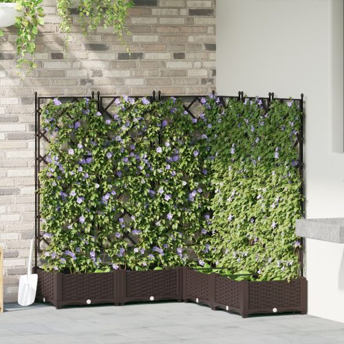 Kerti Virágágyás Trellis-szel 5 db Barna 120x120x125,5 cm