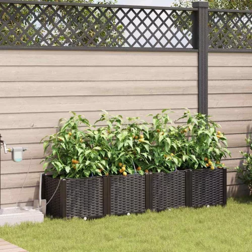 vidaXL Kerti cserép 4 pcs Barna 160 x 40 x 37,5 cm Műanyag