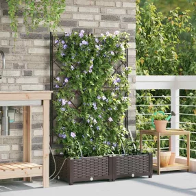vidaXL Kerti cserép 2 pcs Barna 80 x 40 x 126 cm Műanyag