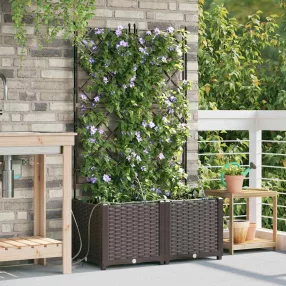 vidaXL Kerti cserép 2 pcs Barna 80 x 40 x 142 cm Műanyag