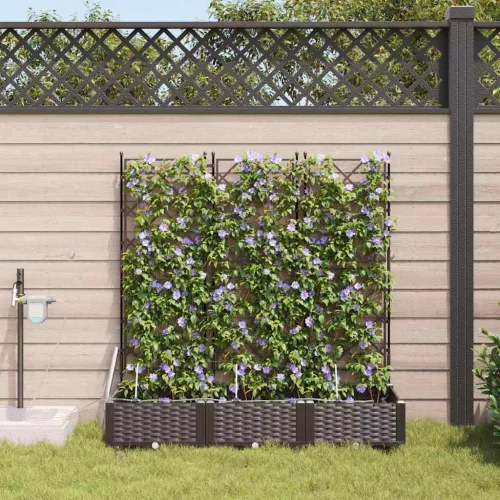 vidaXL Kerti cserép 3 pcs Barna 120 x 40 x 126 cm Műanyag