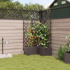 vidaXL Kerti cserép 3 pcs Barna 80 x 80 x 142 cm Műanyag