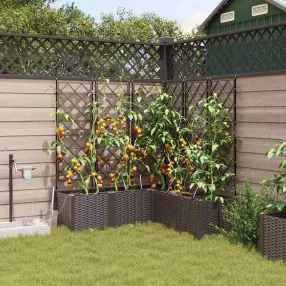 vidaXL Kerti cserép 5 pcs Barna 120 x 120 x 142 cm Műanyag