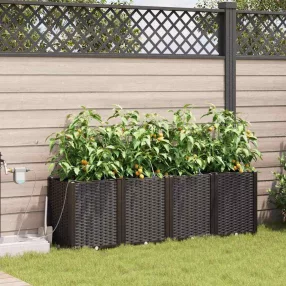 vidaXL Kerti cserép 4 pcs Barna 160 x 40 x 52 cm Műanyag