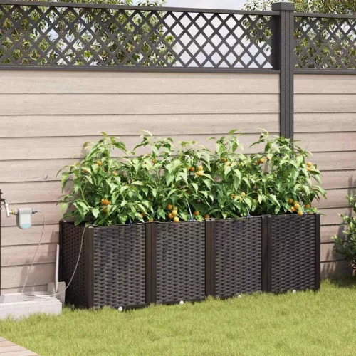 vidaXL Kerti cserép 4 pcs Barna 160 x 40 x 52 cm Műanyag