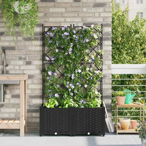 Kertész cserép rácsos változattal 2 pcs Fekete 80 x 40 x 143 cm