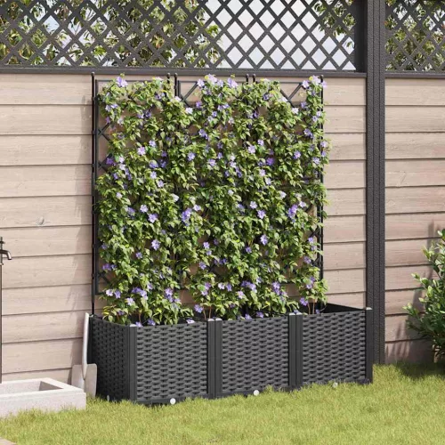 Kerti cserép 3 pcs Fekete 120 x 40 x 143 cm Acél