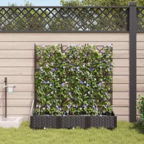 vidaXL Kerti cserép 3 pcs Fekete 120 x 40 x 126 cm Műanyag