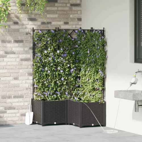 vidaXL Kerti cserép 3 pcs Fekete 80 x 80 x 142 cm Műanyag