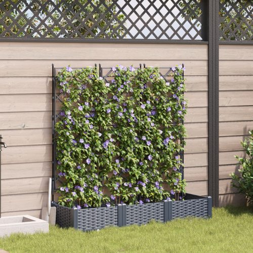 Kerti Cserép Trellis-szel 3 db Szürke 120x40x125.5 cm