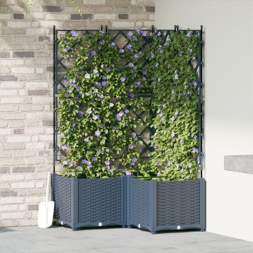 Kertcserép Trellisszel 3 db Szürke 80x80x143 cm