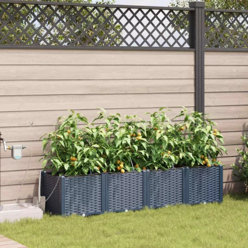 vidaXL Kerti cserép 4 pcs Szürke 160 x 40 x 37,5 cm Műanyag