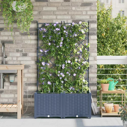 vidaXL Kerti cserép 2 pcs Szürke 80 x 40 x 142 cm Műanyag