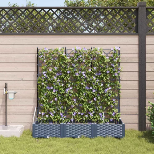 vidaXL Kerti cserép 3 pcs Szürke 120 x 40 x 126 cm Műanyag