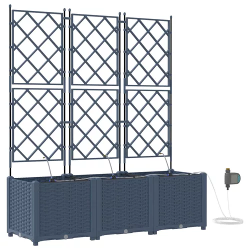 vidaXL Kerti cserép 3 pcs Szürke 120 x 40 x 142 cm Műanyag