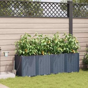 vidaXL Kerti cserép 4 pcs Szürke 160 x 40 x 52 cm Műanyag